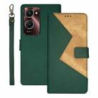 For vivo Y28s 5G idewei Two-color Splicing Leather Phone Case(Green) - 1