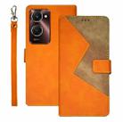 For vivo Y28s 5G idewei Two-color Splicing Leather Phone Case(Orange) - 1