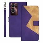 For vivo Y28s 5G idewei Two-color Splicing Leather Phone Case(Purple) - 1