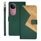 For vivo V50 5G Global idewei Two-color Splicing Leather Phone Case(Green) - 1