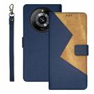 For Realme 11 Pro idewei Two-color Splicing Leather Phone Case(Blue) - 1