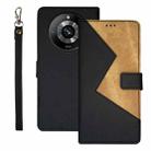 For Realme 11 Pro idewei Two-color Splicing Leather Phone Case(Black) - 1