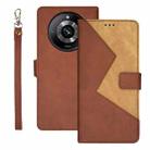 For Realme 11 Pro idewei Two-color Splicing Leather Phone Case(Brown) - 1