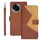 For Realme 11 5G idewei Two-color Splicing Leather Phone Case(Brown) - 1