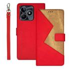 For Realme C53 idewei Two-color Splicing Leather Phone Case(Red) - 1