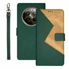 For Realme 12 Pro+ idewei Two-color Splicing Leather Phone Case(Green) - 1