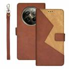 For Realme 12 Pro+ idewei Two-color Splicing Leather Phone Case(Brown) - 1