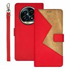 For Realme 13 Pro+ 5G idewei Two-color Splicing Leather Phone Case(Red) - 1