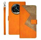 For Realme 13 Pro+ 5G idewei Two-color Splicing Leather Phone Case(Orange) - 1