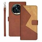 For Realme 13 Pro+ 5G idewei Two-color Splicing Leather Phone Case(Brown) - 1