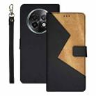 For Realme 13+ 5G idewei Two-color Splicing Leather Phone Case(Black) - 1