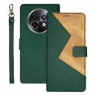 For Realme 13+ 5G idewei Two-color Splicing Leather Phone Case(Green) - 1