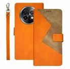 For Realme 13+ 5G idewei Two-color Splicing Leather Phone Case(Orange) - 1