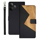 For Realme GT 6 5G Taiwan, China idewei Two-color Splicing Leather Phone Case(Black) - 1