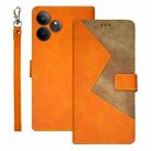 For Realme GT 6 5G Taiwan, China idewei Two-color Splicing Leather Phone Case(Orange) - 1