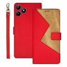 For Realme Note 50 idewei Two-color Splicing Leather Phone Case(Red) - 1