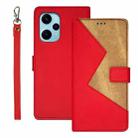 For Xiaomi Poco F5 5G idewei Two-color Splicing Leather Phone Case(Red) - 1