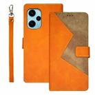 For Xiaomi Poco F5 5G idewei Two-color Splicing Leather Phone Case(Orange) - 1