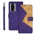 For Xiaomi Poco F5 Pro 5G idewei Two-color Splicing Leather Phone Case(Purple) - 1