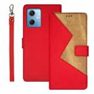 For Xiaomi Redmi Note 12 4G Global idewei Two-color Splicing Leather Phone Case(Red) - 1