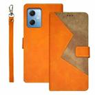 For Xiaomi Redmi Note 12 4G Global idewei Two-color Splicing Leather Phone Case(Orange) - 1