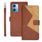 For Xiaomi Redmi Note 12 4G Global idewei Two-color Splicing Leather Phone Case(Brown) - 1