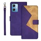 For Xiaomi Redmi Note 12 4G Global idewei Two-color Splicing Leather Phone Case(Purple) - 1