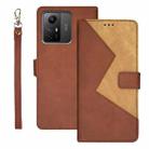 For Xiaomi Redmi Note 12S idewei Two-color Splicing Leather Phone Case(Brown) - 1