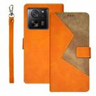 For Xiaomi 13T idewei Two-color Splicing Leather Phone Case(Orange) - 1