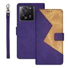 For Xiaomi 13T idewei Two-color Splicing Leather Phone Case(Purple) - 1