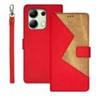 For Xiaomi Redmi Note 13 4G Global idewei Two-color Splicing Leather Phone Case(Red) - 1