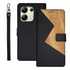 For Xiaomi Redmi Note 13 4G Global idewei Two-color Splicing Leather Phone Case(Black) - 1