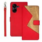 For Xiaomi Redmi Note 13C idewei Two-color Splicing Leather Phone Case(Red) - 1