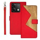 For Xiaomi Redmi Note 13 5G idewei Two-color Splicing Leather Phone Case(Red) - 1