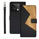 For Xiaomi Redmi Note 13 5G idewei Two-color Splicing Leather Phone Case(Black) - 1