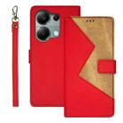 For Xiaomi Redmi Note 13 Pro 4G idewei Two-color Splicing Leather Phone Case(Red) - 1