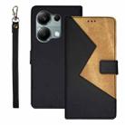 For Xiaomi Redmi Note 13 Pro 4G idewei Two-color Splicing Leather Phone Case(Black) - 1