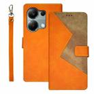 For Xiaomi Redmi Note 13 Pro 4G idewei Two-color Splicing Leather Phone Case(Orange) - 1