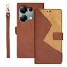 For Xiaomi Redmi Note 13 Pro 4G idewei Two-color Splicing Leather Phone Case(Brown) - 1