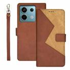 For Xiaomi Redmi Note 13 Pro 5G idewei Two-color Splicing Leather Phone Case(Brown) - 1