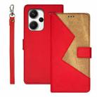 For Xiaomi Redmi Note 13 Pro+ 5G idewei Two-color Splicing Leather Phone Case(Red) - 1