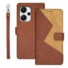 For Xiaomi Redmi Note 13 Pro+ 5G idewei Two-color Splicing Leather Phone Case(Brown) - 1