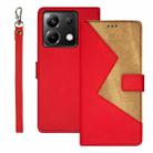 For Xiaomi Poco X6 5G idewei Two-color Splicing Leather Phone Case(Red) - 1