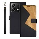 For Xiaomi Poco X6 5G idewei Two-color Splicing Leather Phone Case(Black) - 1