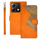 For Xiaomi Poco X6 5G idewei Two-color Splicing Leather Phone Case(Orange) - 1