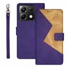For Xiaomi Poco X6 5G idewei Two-color Splicing Leather Phone Case(Purple) - 1