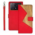 For Xiaomi Poco X6 Pro 5G idewei Two-color Splicing Leather Phone Case(Red) - 1
