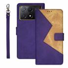 For Xiaomi Poco X6 Pro 5G idewei Two-color Splicing Leather Phone Case(Purple) - 1