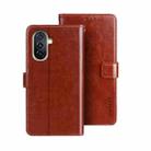 For Huawei nova Y71 idewei Crazy Horse Texture Leather Phone Case with Holder(Brown) - 1
