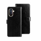 For Huawei nova Y71 idewei Crazy Horse Texture Leather Phone Case with Holder(Black) - 1